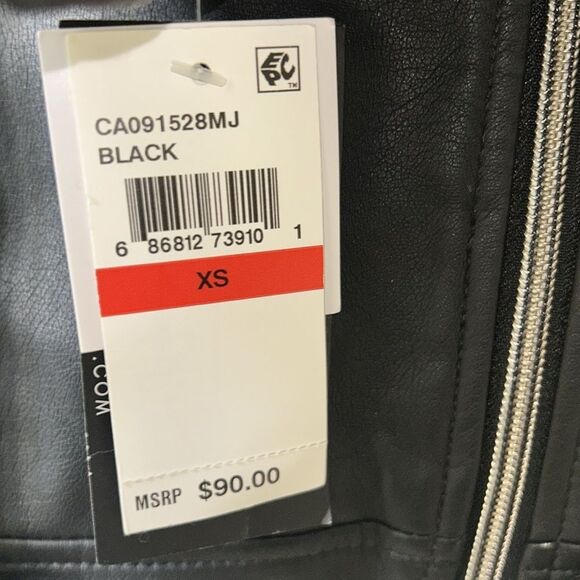 CoffeeShop Black Faux Leather Moto Jacket (Size XS) - Picture 7 of 10